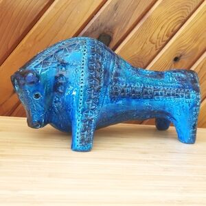 Vintage Bitossi Rimini Blu Ceramic Bull